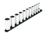 TEKTON 1/2 Inch Drive Deep 12-Point Socket Set with Rail, 11-Piece (3/8-1 in.) | SHD92107
