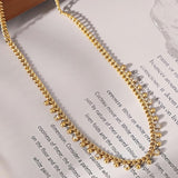 Gold Rhinestone Choker Necklace for Women 18K Gold Plated Titanium Steel Chain 40+5cm Adjustable Dainty Sparkle Jewelry for L