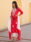 Gosriki Women'S Rayon Blend Embroidered Straight Kurta With Pant & Dupatta (Vimurat Pink-Gs_M_Pink_Medium),Pink,,B0CYHC7TSK