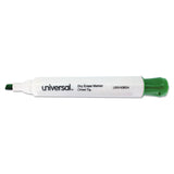 Universal Dry Erase Marker, Chisel Tip, Green, Dozen