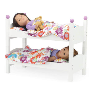 Emily Rose Doll Bunk Bed, 18 Inch Doll Bedroom Furniture 2 Stackable Beds, Wooden 18-in Doll Accessories Bunkbed Set with 18 D