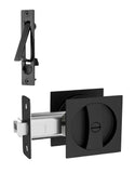 Lethato Pocket Door Hardware Black, Pocket Door Lock with Pull, Pocket Door Latch, Matte Black Contemporary Pocket Door Privacy 