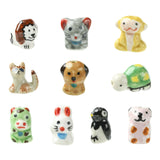 Ipotkitt 11 pcs 11 Styles Printed Porcelain Animal Theme Beads Monkey Turtle Lion Cat Dog Rabbit Penguin Spacer Bead for DIY Jew