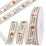 anshome Envelop Stamp Cotton Ribbon, 5/8 x 10 Yards Paris Eiffel Tower Cream White Ribbons Soft Natural Fabric Ribbon for Home D