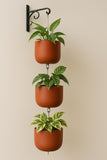The Handicraftian Handmade Terracotta Vertical Garden Planter 6 Inch Hanging Pots With Metal Rod For Balcony, Patio & Indoor P