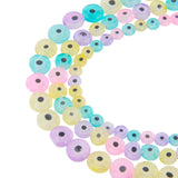 10mm Handmade Evil Eye Lampwork Beads,38pcs Light Color Flat Round Lampwork Spacer Beads DIY Crafts Evil Eye Charms for DIY Brac
