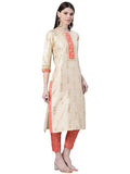 Ziyaa Art Women'S Beige Poly Silk Straight Kurta And Pant Set (Zikups3268Andpa- 3Xl)