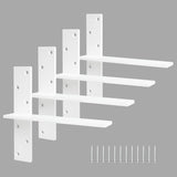Floating Shelf Bracket 3/8 Thick Heavy Duty Shelf Brackets White 4 Pack Free Hanging Countertop Support Bracket 12 Lx2.5 W Float