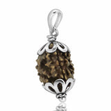 Arihant Gems & Jewels 3 Mukhi/Faced Nepali Rudraksha with 925 Sterling Silver Pendant 100% Natural, Original Astrological Round 