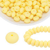 HARFINGTON 110Pcs Silicone Beads 14mm Lentil Rubber Focal Beads Bulk for Pens Keychain Bracelet Necklace DIY Crafts Making, Beig