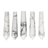 50mm Natural White Howlite Hexagonal Wand Jewelry Making Crystal Pointed Chakra Reiki Healing Beads 2mm Hole Drilled(Pack of 5)