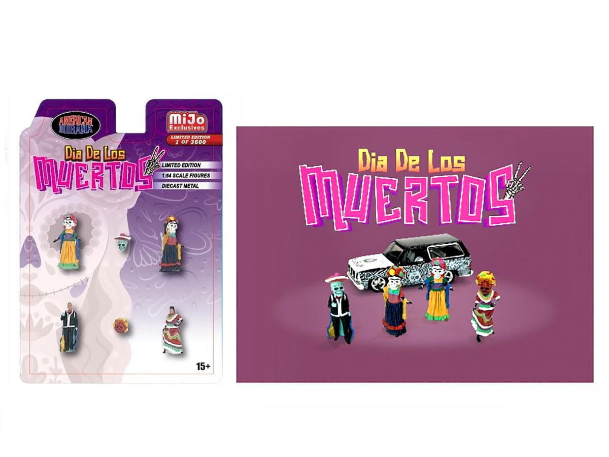 Dia De Los Muertos 2 6 Piece Diecast Set (4 Figures 2 Masks) Limited Edition To 3600 Pieces Worldwide For 1/64 Scale Models