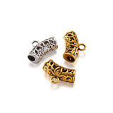 KISSITTY 100-Piece Mixed Color Tibetan Hollow Filigree Curved Tube Bail Hanger Spacer Beads 9x14x5mm Metal Connector Pendant Car
