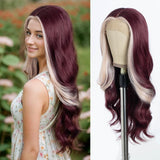 Style Icon HD Lace Front Wig 26 Inch Long Body Wave Wigs Synthetic Fiber Pre Plucked Baby Hair Central Parting(26Inches, HL350L/