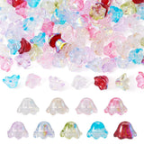 Magibeads 90Pcs Sparkle Glass Flower Beads Caps for Jewelry Making Cute Bell Floral Glass Bead Bulk with AB Color Plated Colorfu