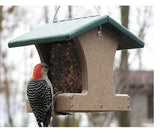 Birds Choice SN100 TwoSided Hopper Feeder, Recycled Hanging Bird Feeder, Small, Taupe/Green