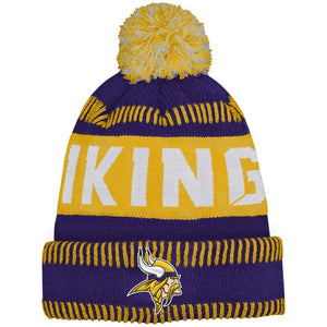 Outerstuff NFL Kids Youth 8-20 One Size Team Color Primary Logo Official Sports Tech Knit Cold Weather Football Pom Beanie Hat -