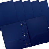 Better Office Products Blue Plastic 2 Pocket Folders with Prongs, Heavyweight, Letter Size Poly Folders, 24 Pack, with 3 Metal P