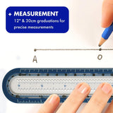 Helix Circle Ruler With Integrated Circle Templates, 12 Inch / 30Cm, Assorted Colors (36001)