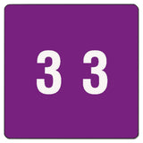 Smead 67423 Single Digit End Tab Labels Number 3 Purple 250/Roll