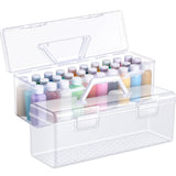 Threehoney 2 Pcs Acrylic Paint Storage Box for 2 Fl. oz Acrylic Paints, Portable Craft Art Organizer with Handle, 30 Bottles Cap