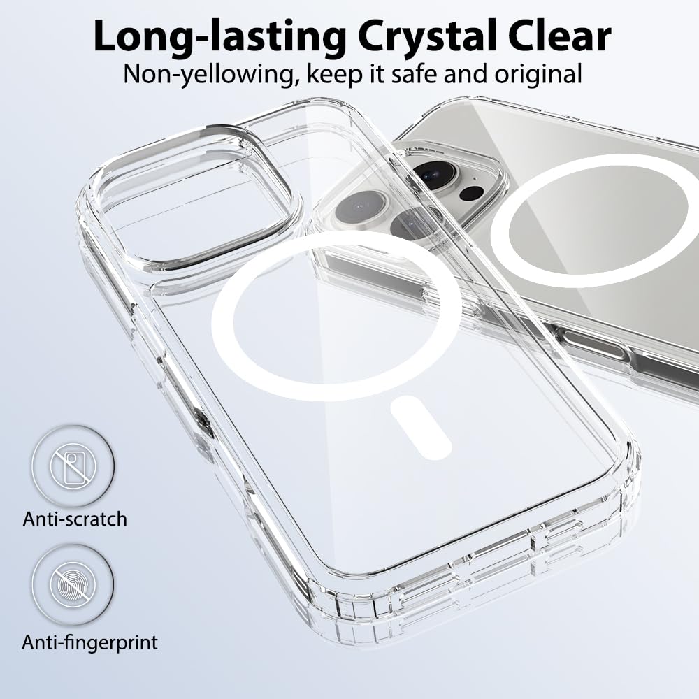 PinLiSheng Magnetic for iPhone 16 Pro Case [Compatible with Magsafe] Shockproof Transparent Slim Phone Case for 16 Pro 6.7 Inch,