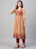 Anni Designer Women'S Georgette Chikankari Embroidered Anarkali Kurti (Naav Beige-Nw1_M_Beige_Medium),Beige,M,Georgette,Anarkali,Kurti