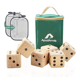 ApudArmis Giant Wooden Yard Dice, 3.5In Big Die Lawn Game Set with Scoreboard & Carrying Bag - Large Pine Wooden 6 Dice Backyard