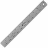 Business Source 32361 Stainless Steel Ruler, 12Inch L, Nonskid, Silver