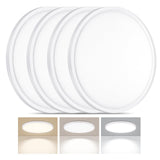 LUMLLSAJI 4 Pack LED Flush Mount Ceiling Light, 24W Ultra Thin Round White 3000k/4000k/6500k 3 Color Temperatures Adjusted 12 In