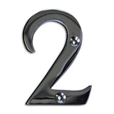 RCH Hardware 2272CP075 | Solid Brass 3 Tall House Number 2, Polished Chrome Shiny Silver Matching Screws Included
