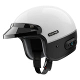 Sena Surge Mesh Intercom Enabled Open Face Smart Motorcycle Helmet (Gloss White/Matte Black, L)