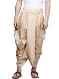 Manyavar Men's Dhoti, Traditional Art Silk Readymade Stiched Dhoti For Men (Fawn, S)