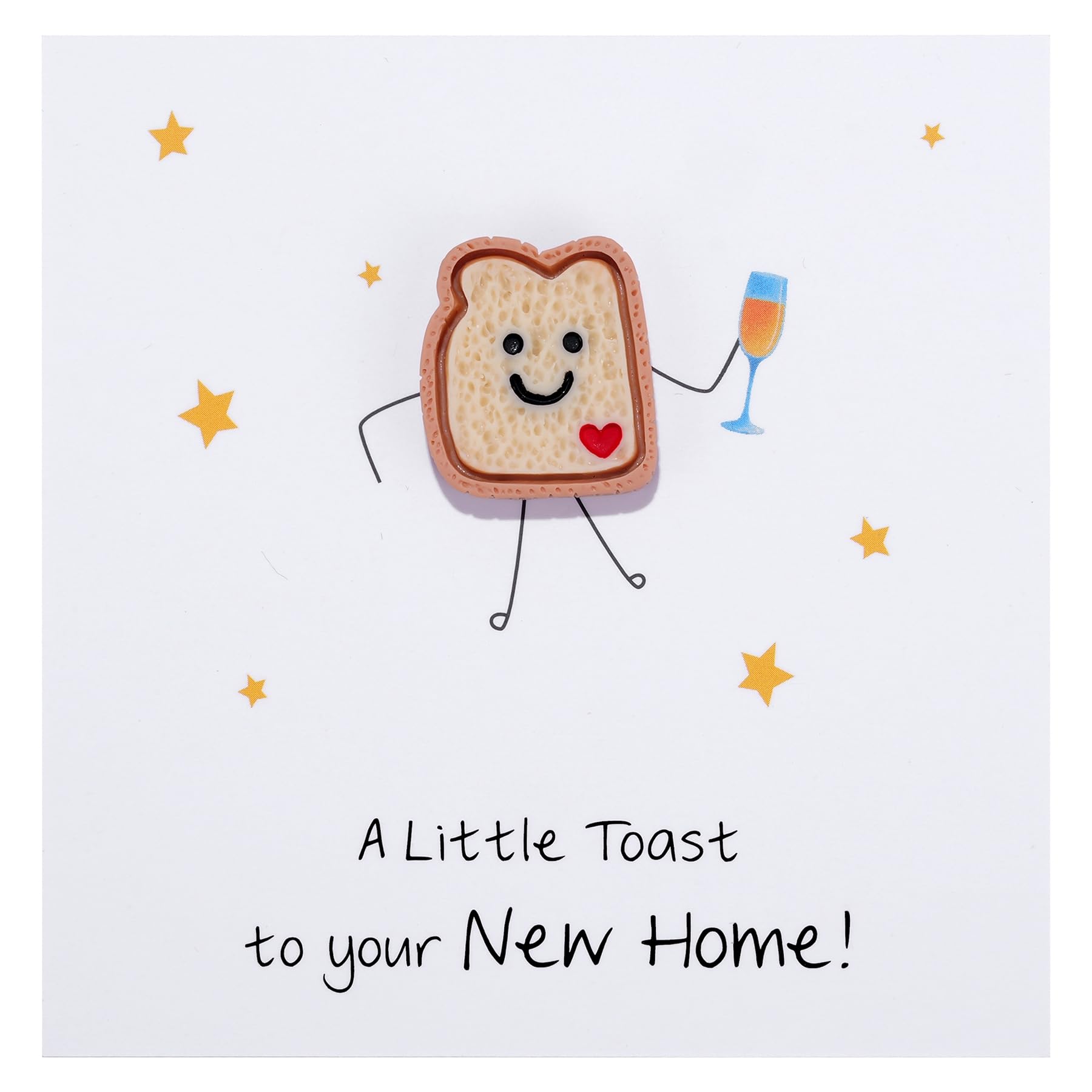 Ralukiia New Home Token Gift with Card, Cute Smiley Toast Keepsake, Funny Housewarming Gift for Women Friends or Family, Fresh S