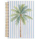 WUCHJ Coastal Beach Notebook, Blue Striped Palm Tree Journal, Preppy Beach Spiral Notebook Journal for Note Taking, Gifts for Oc