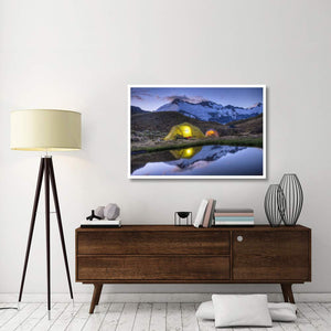 Campers Read In Tents Lit By Flashlight, Cascade Saddle, Mount Aspiring National Park, New Zealand-Paper Art-50X34