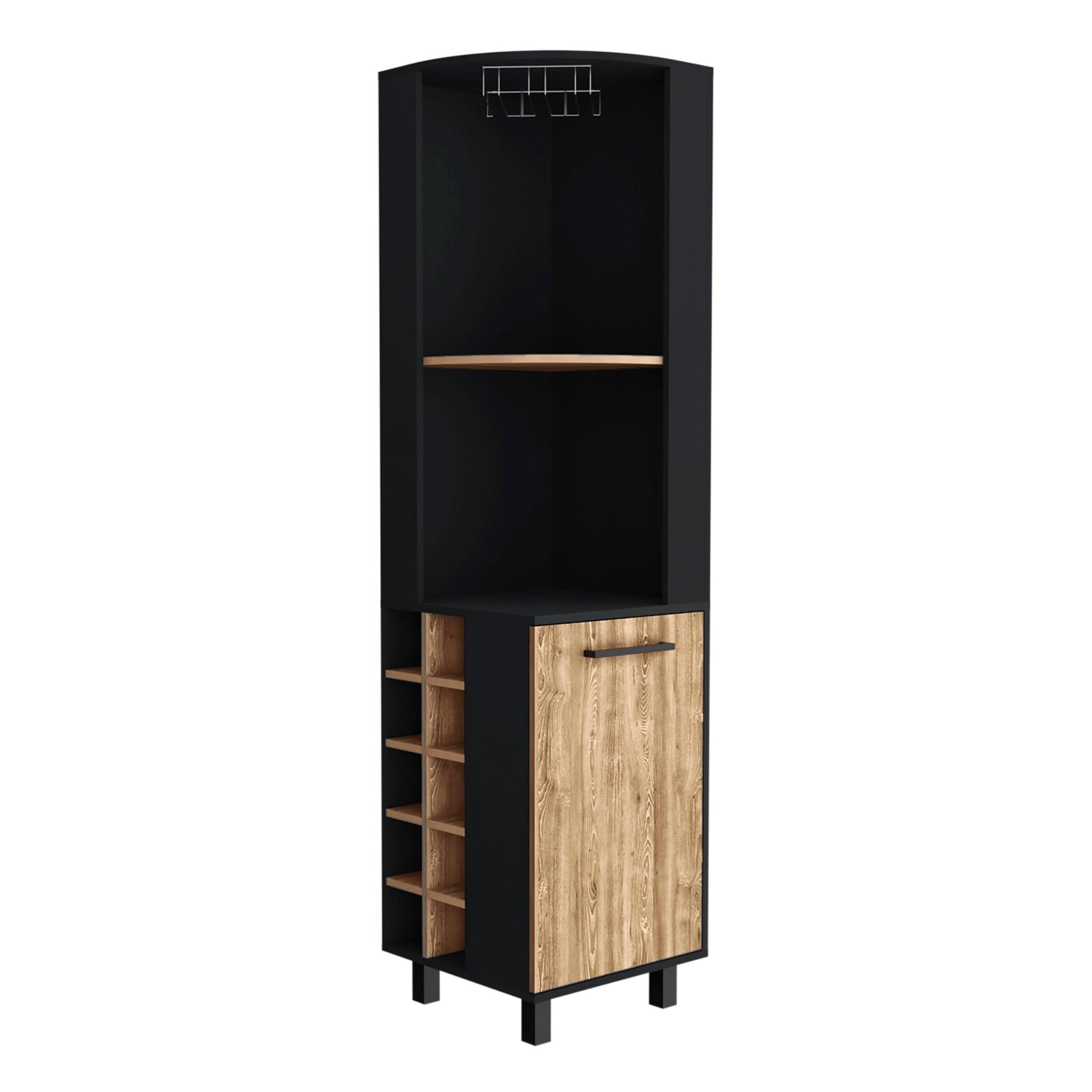 Kaia Corner Bar Cabinet -Living Room -Black / Pine