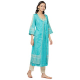 Fabindia Women'S Cotton Viscose Woven Regular Kurta_Teal_L