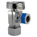 LASCO 069211 Angle Stop Quarter Turn Ball Valve, 5/8Inch OD Compression Inlet X 3/8Inch OD Compression Outlet, Chrome