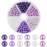 PH PandaHall 300pcs 6 Colors 6mm Glass Pearl Beads, Round Purple Pearls Small Craft Pearls Loose Beads Spacer Beads with 1mm Hol