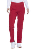 Dickies Womens Scrub Pants Natural Rise Tapered Leg PullOn Bottoms with 7 Pockets and Knit Waistband DK005, L, Red