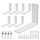 Redunest L Floating Shelf Brackets,8 Pack Heavy Duty L Brackets for Shelves, L 5 X H 4 White Metal Countertop Support Brackets,W