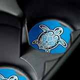 Blue Sea Turtle. Car Coasters for drinks Set of 2. Perfect Car Accessories with absorbent coasters. Car Coaster measures 2.56 in