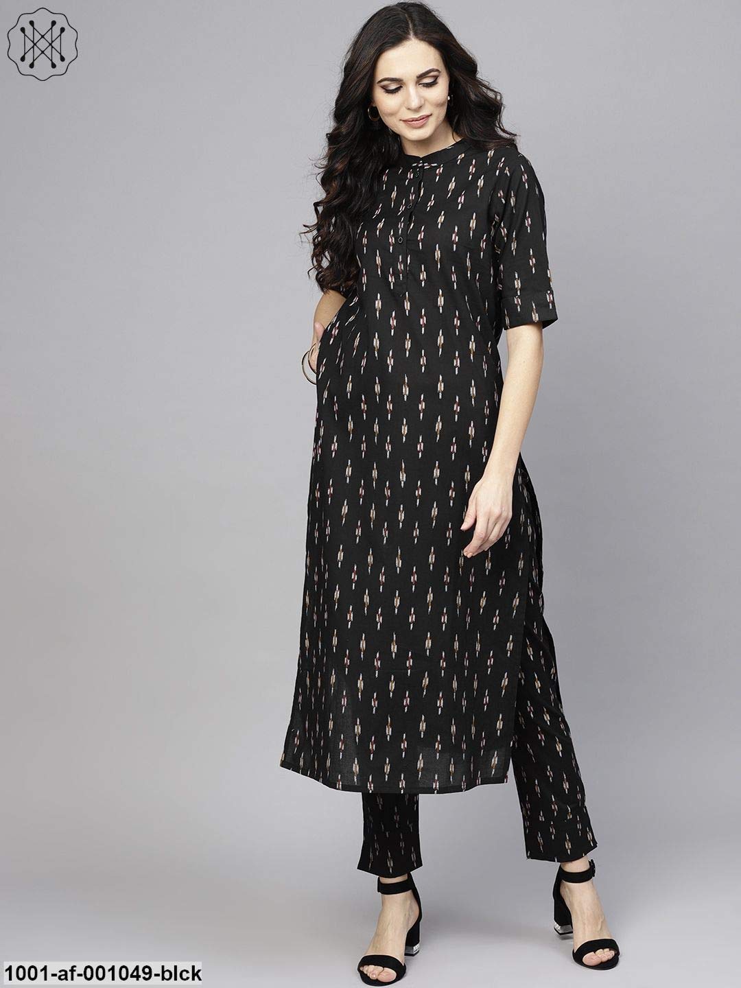 Gosriki Women'S Cotton Straight Kurta (Kali Black_L,Black,,B08DD2S124