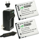 Wasabi Power Battery (2-Pack) and Charger for Pentax D-LI88, Optio H90, P70, P80, W90, WS80