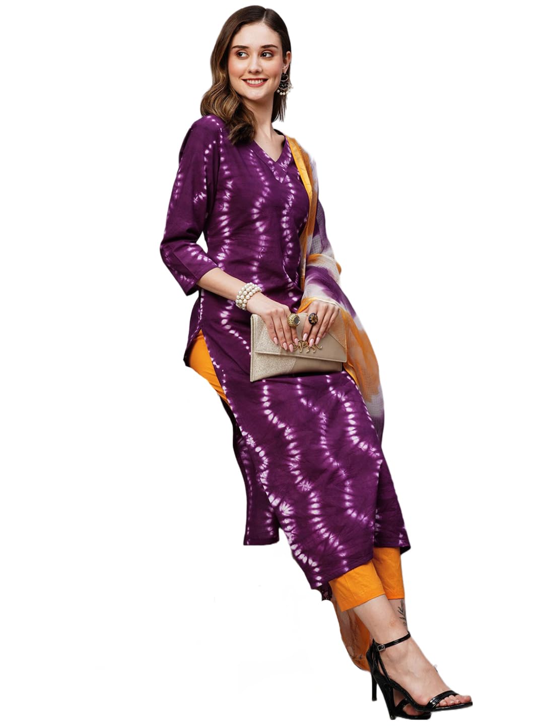 Anni Designer Women'S Cotton Blend Straight Printed Kurta With Pant & Dupatta (Mukhi Pink-Nw_S_Pink_Small),Pink,S