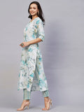 Gosriki Women'S Cotton Blend Printed Straight Kurta With Pant (Ps-Rama-Green-Gs_S_Green_Small),Rama Green,,B0C3XTX3HR