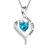 Nuokun Mom Heart Necklace For Women S925 Sterling Silver Mom Necklace Birthstone Best Mom Necklace Jewelry For Sons And Daughters On Mothers Day Birthday Gift -Like New