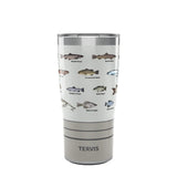 Tervis Traveler Fishing Here Fishy Fishy Triple Insulated Tumbler Travel Cup Keeps Drinks Cold & Hot, 20oz, Stainless Steel