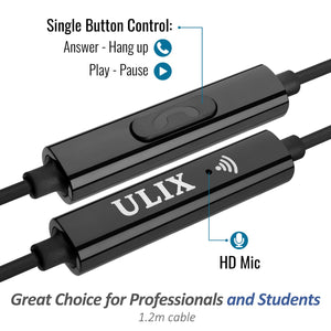 UliX Rider Wired Earbuds in-Ear Headphones, Earphones with Microphone, 5 Years Warranty, with Anti-Tangle Cable, Ear Buds for iP